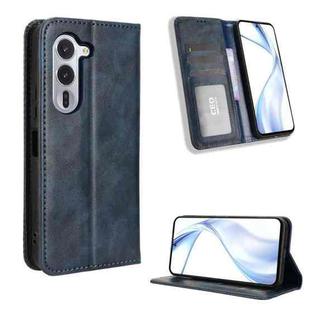 For Fujitsu Arrows Alpha F-51F Magnetic Buckle Retro Texture Leather Phone Case(Blue)