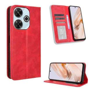 For Redmi 13 4G / Note 13R 5G Magnetic Buckle Retro Texture Leather Phone Case(Red)