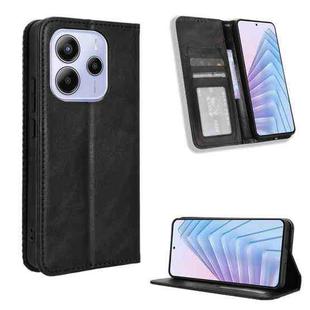 For Redmi Note 14 4G 164.84mm EU Version Magnetic Buckle Retro Texture Leather Phone Case(Black)