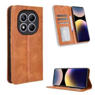 For Redmi Note 14 Pro 4G Magnetic Buckle Retro Texture Leather Phone Case(Brown)