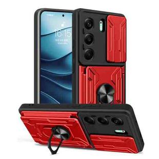 For Tecno Camon 40 Sliding Camshield TPU+PC Phone Case with Card Slot(Red)