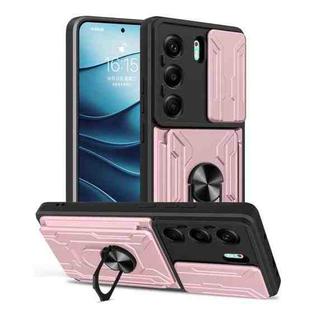 For Tecno Camon 40 Sliding Camshield TPU+PC Phone Case with Card Slot(Rose Gold)