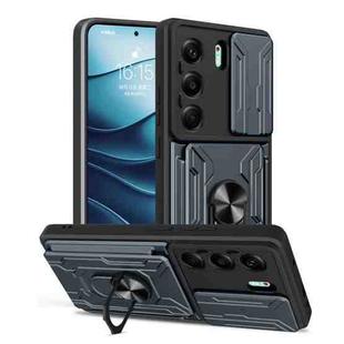 For Tecno Camon 40 Sliding Camshield TPU+PC Phone Case with Card Slot(Grey)