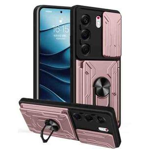 For Tecno Camon 40 Pro 5G Sliding Camshield TPU+PC Phone Case with Card Slot(Rose Gold)
