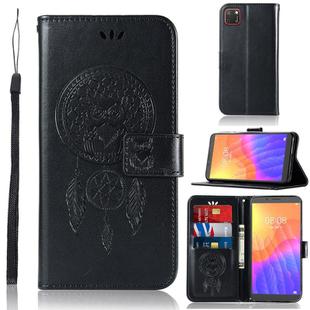 For Huawei Y5P / Honor 9s Wind Chime Owl Embossing Pattern Horizontal Flip Leather Case, with Holder & Card Slots & Wallet(Black)