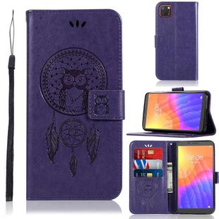 For Huawei Y5P / Honor 9s Wind Chime Owl Embossing Pattern Horizontal Flip Leather Case, with Holder & Card Slots & Wallet(Purple)