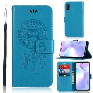For Xiaomi Redmi 9A Wind Chime Owl Embossing Pattern Horizontal Flip Leather Case, with Holder & Card Slots & Wallet(Blue)
