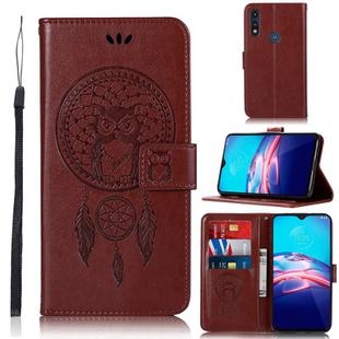 For Motorola Moto E 2020 Wind Chime Owl Embossing Pattern Horizontal Flip Leather Case, with Holder & Card Slots & Wallet(Brown)