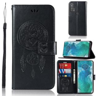 For Motorola Moto Edge Plus Wind Chime Owl Embossing Pattern Horizontal Flip Leather Case, with Holder & Card Slots & Wallet(Black)