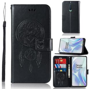 For OnePlus 8 Wind Chime Owl Embossing Pattern Horizontal Flip Leather Case, with Holder & Card Slots & Wallet(Black)
