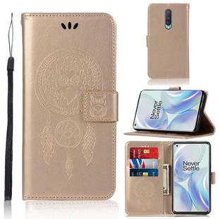 For OnePlus 8 Wind Chime Owl Embossing Pattern Horizontal Flip Leather Case, with Holder & Card Slots & Wallet(Gold)