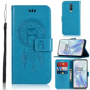 For OnePlus 8 Wind Chime Owl Embossing Pattern Horizontal Flip Leather Case, with Holder & Card Slots & Wallet(Blue)