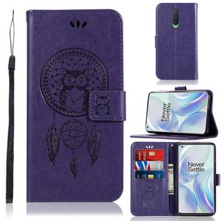 For OnePlus 8 Wind Chime Owl Embossing Pattern Horizontal Flip Leather Case, with Holder & Card Slots & Wallet(Purple)