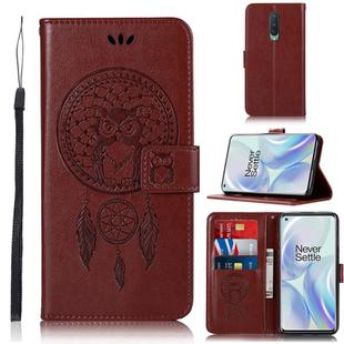 For OnePlus 8 Wind Chime Owl Embossing Pattern Horizontal Flip Leather Case, with Holder & Card Slots & Wallet(Brown)