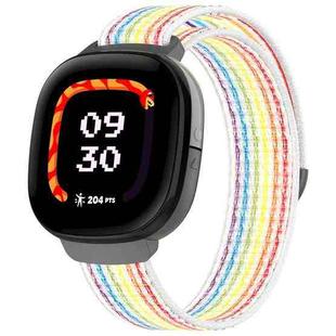 For Fitbit Ace LTE Nylon Loop Watch Band(Rainbow)