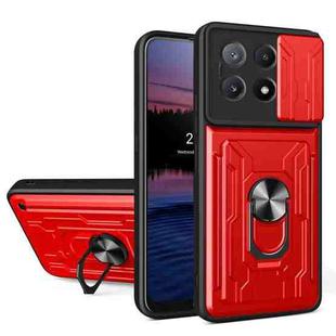 For Xiaomi Poco X6 Pro Sliding Camshield TPU+PC Phone Case with Card Slot(Red)