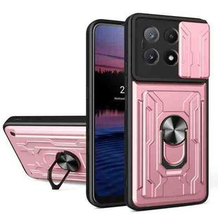 For Xiaomi Poco X6 Pro Sliding Camshield TPU+PC Phone Case with Card Slot(Rose Gold)