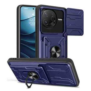 For Xiaomi Poco F7 Pro Sliding Camshield TPU+PC Phone Case with Card Slot(Blue)