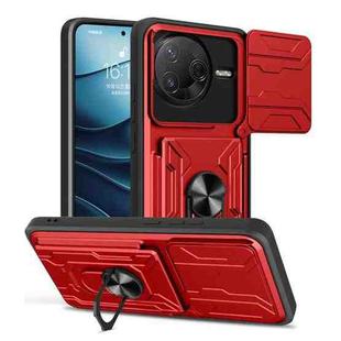 For Xiaomi Poco F7 Pro Sliding Camshield TPU+PC Phone Case with Card Slot(Red)