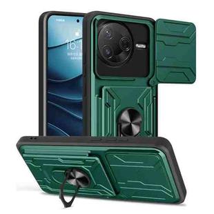 For Xiaomi Poco F7 Pro Sliding Camshield TPU+PC Phone Case with Card Slot(Dark Green)