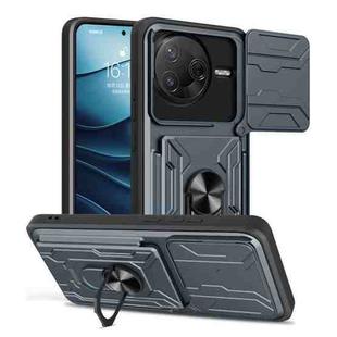 For Xiaomi Poco F7 Pro Sliding Camshield TPU+PC Phone Case with Card Slot(Grey)