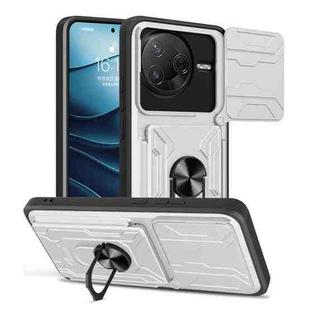 For Xiaomi Poco F7 Pro Sliding Camshield TPU+PC Phone Case with Card Slot(White)