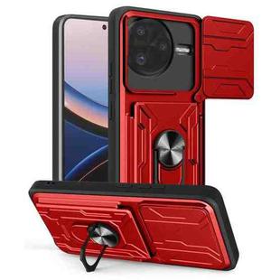 For Xiaomi Poco F7 Ultra Sliding Camshield TPU+PC Phone Case with Card Slot(Red)