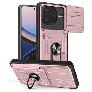 For Xiaomi Poco F7 Ultra Sliding Camshield TPU+PC Phone Case with Card Slot(Rose Gold)