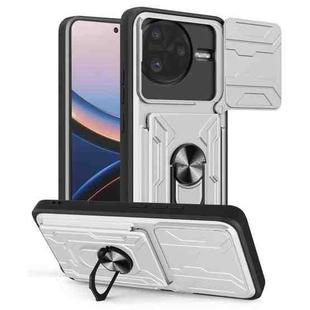 For Xiaomi Poco F7 Ultra Sliding Camshield TPU+PC Phone Case with Card Slot(White)
