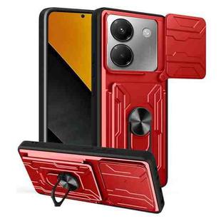 For Xiaomi Poco M7 Pro 5G Sliding Camshield TPU+PC Phone Case with Card Slot(Red)