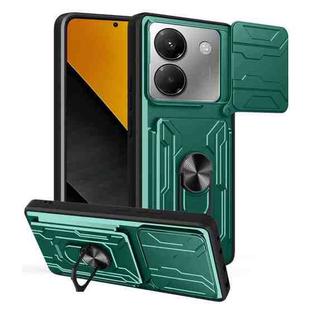 For Xiaomi Poco M7 Pro 5G Sliding Camshield TPU+PC Phone Case with Card Slot(Dark Green)