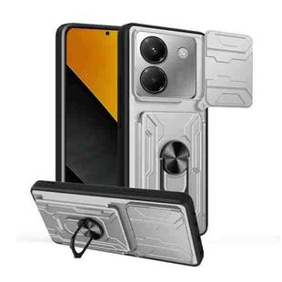 For Xiaomi Poco M7 Pro 5G Sliding Camshield TPU+PC Phone Case with Card Slot(White)