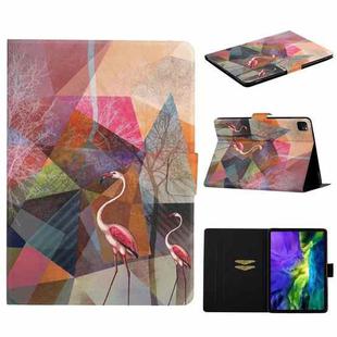 For iPad Pro 11 2024 Colored Drawing Pattern Flip Leather Smart Tablet Case(Flamingo)