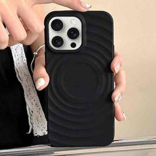 For iPhone 16 Pro Max Frosted Wave Texture MagSafe Magnetic TPU Phone Case(Black)