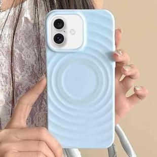 For iPhone 16 Plus Frosted Wave Texture MagSafe Magnetic TPU Phone Case(Blue)