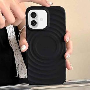 For iPhone 16 Frosted Wave Texture MagSafe Magnetic TPU Phone Case(Black)