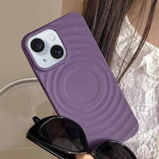 For iPhone 15 Plus Frosted Wave Texture MagSafe Magnetic TPU Phone Case(Purple)