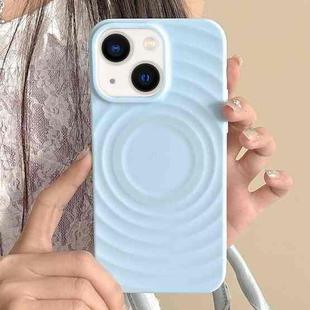 For iPhone 14 Plus Frosted Wave Texture MagSafe Magnetic TPU Phone Case(Blue)