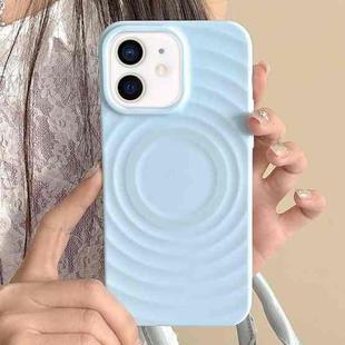 For iPhone 12 Frosted Wave Texture MagSafe Magnetic TPU Phone Case(Blue)