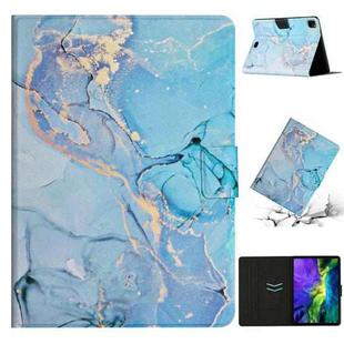 For iPad Pro 11 2024 Marble Pattern Leather Smart Tablet Case(Blue)