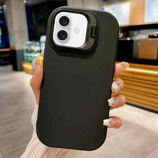 For iPhone 16 Lens Holder Skin Feel TPU Phone Case(Black)