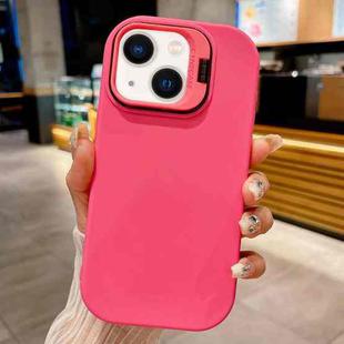 For iPhone 14 Plus Lens Holder Skin Feel TPU Phone Case(Rose Red)