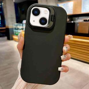 For iPhone 14 Lens Holder Skin Feel TPU Phone Case(Black)