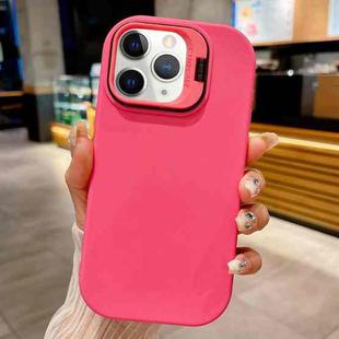 For iPhone 11 Pro Max Lens Holder Skin Feel TPU Phone Case(Rose Red)