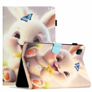 For iPad Pro 11 2024 Coloured Drawing Stitching Smart Leather Tablet Case(Rabbit)