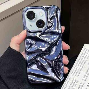 For iPhone 15 Water Ripple Electroplating Paint TPU Phone Case(Dark Blue)