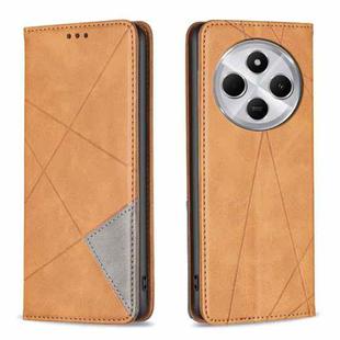 For Redmi 14C 4G Rhombus Texture Magnetic Leather Phone Case(Yellow)