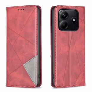 For Redmi Note 14 5G Rhombus Texture Magnetic Leather Phone Case(Red)