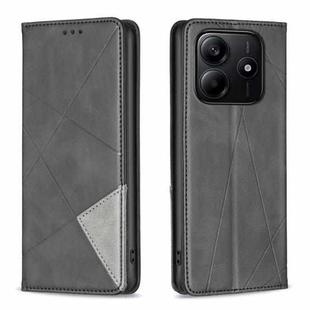 For Redmi Note 14 5G Rhombus Texture Magnetic Leather Phone Case(Black)