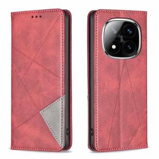 For Redmi Note 14 Pro 5G / Note 14 Pro+ 5G Rhombus Texture Magnetic Leather Phone Case(Red)